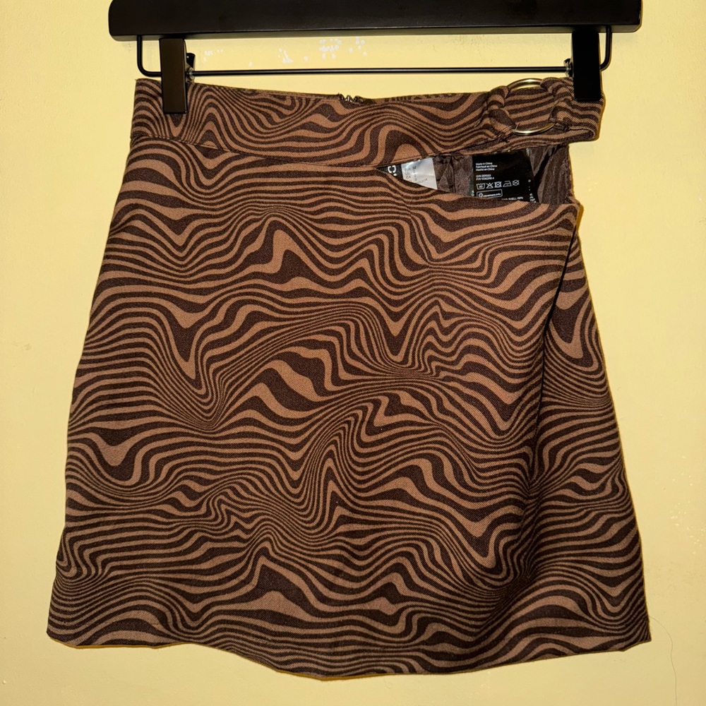 DISCOUNT SHIPPING. H&M Brown Mini A-line Skirt with Wrap